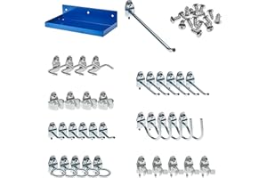 Triton Products 76126-36 DuraHook 12 Inch W x 6 Inch Deep Blue Epoxy Coated Locking Steel Pegboard Shelf with 36 Piece DuraHook Locking Pegboard Hook Assortment