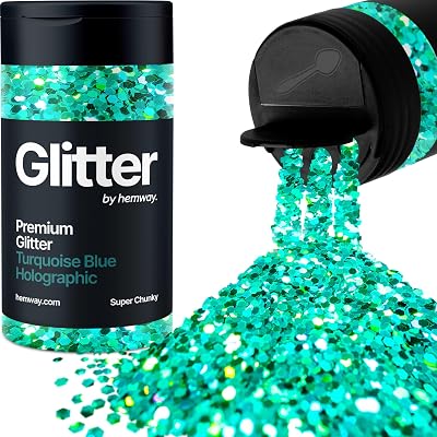 Hemway Holographic Turquoise Glitter Shaker 130g 1/8 inch Metal Flake