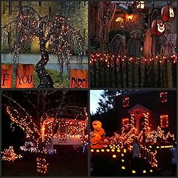 YULETIME 200 Orange LED Christmas Lights with Black