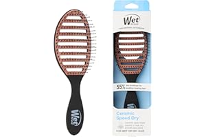 Wet Brush Ceramic Speed Dry Hair Brush, Black - Vented Design & Soft HeatFlex Bristles Are Blow Dry Safe - Ergonomic Handle M
