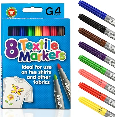 G4GADGET 8 Pack Colored Fabric Markers 4.8mm Bullet Tip Textile Pens