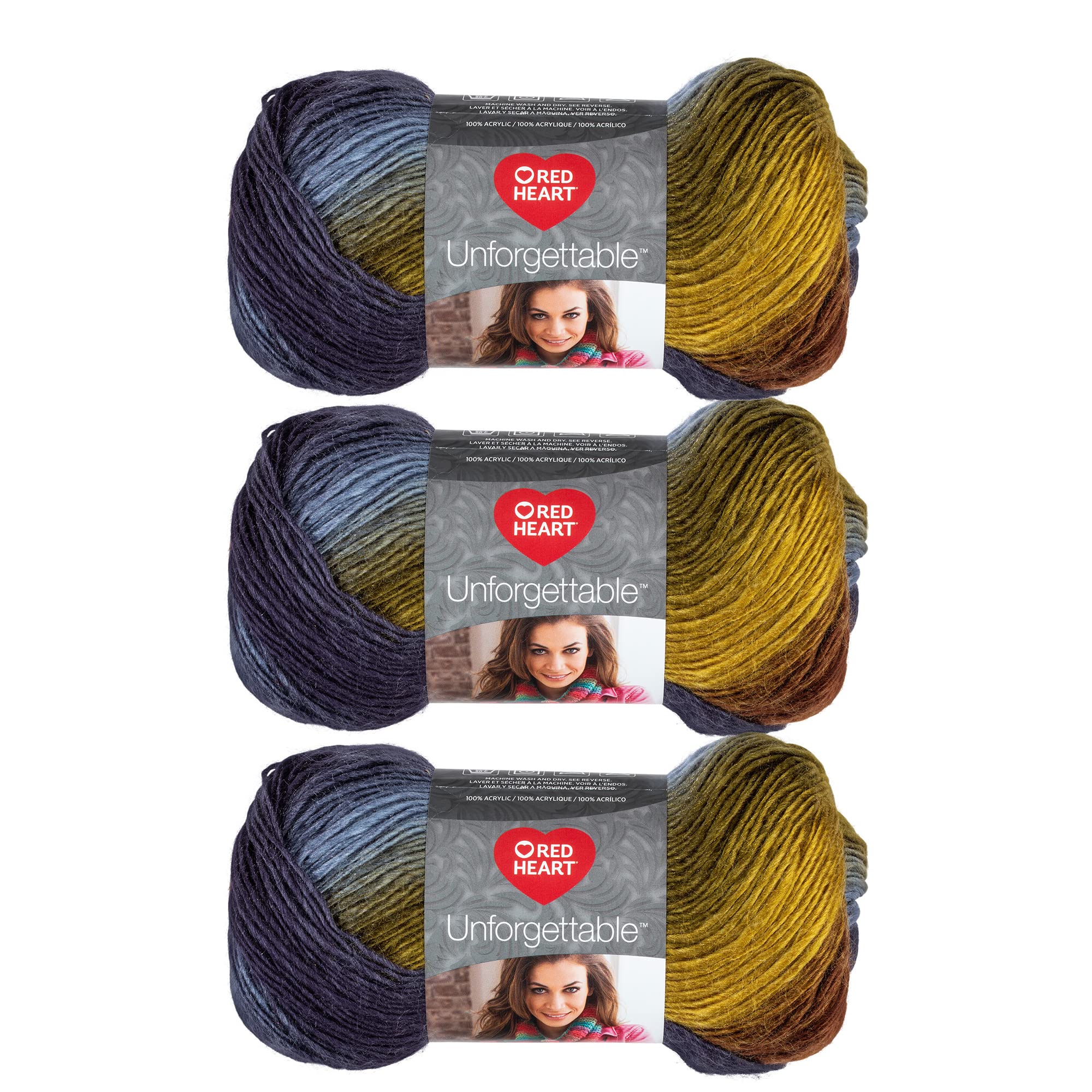 Red Heart Boutique Unforgettable Yarn, 3 Pack, Woodlands 3 Count