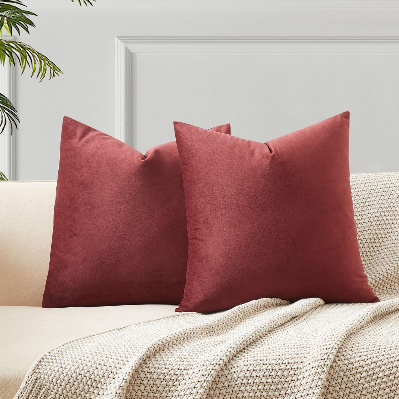 JUSPURBET 22x22 Pillow Covers Set of 2 Decorative Throw Pillow Covers Case for Couch Sofa Bed Soft Velvet Cushion Covers with Hidden Zipper for Home Decor Living Room,Navy