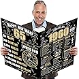 Turypaty Large 65th Birthday Card With Envelope for Men Women, 1960 Black Gold Happy 65th Birthday Giant Guest Signature Book Gifts, Big Vintage 1960 65th Greeting Card Decoration Party Supplies