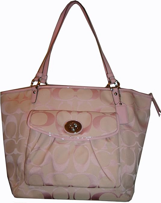 Coach Purse Handbag Pink Signature Large Leah 14658 Handbags