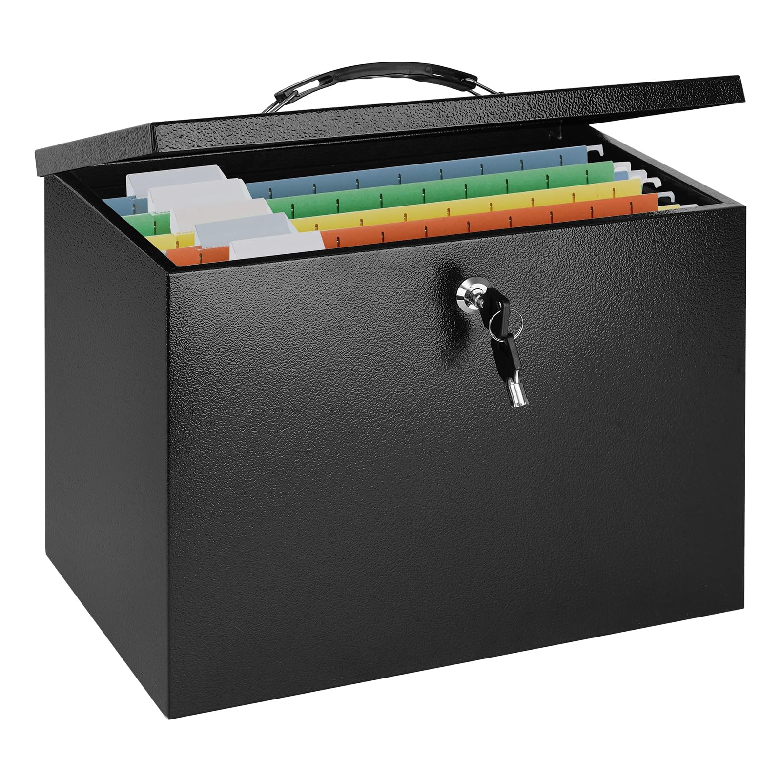 Photo 1 of KYODOLED Fireproof Document Box with Lock,Black Metal File Organizer Storage Box,Large Capacity Fire Safe for Home&Office,13.86 * 11 * 9.35 inch|Exterior
