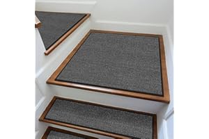 GOYLSER Rubber Stair Matching Mat with Anti Skid Rubber Backing, 31x31 inch Stair Landing Mat Rug for Wooden Steps, Black Square Carpet for Stairs Non Slip Stair Landing Rug