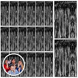 20 Pack Black Party Streamers Backdrop Tinsel Foil