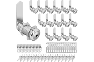 Pertinel Cam Locks Cabinet Locks Keyed Alike, 1-3/8'' (Length) Cylinder Fits on 1-1/8'' Max Panel Thickness, 16pcs Secure Files Drawers RV Storage Locks Replacement Set, Zinc Alloy Chrome Finish