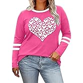 CAZYCHILD Valentine Shirts for Women Valentine's Day Love Heart Graphic Long Sleeve Tee Tops