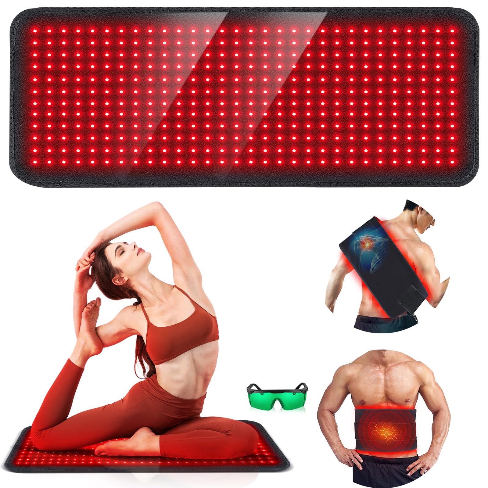 Photo 1 of Rikimxin Red Light Therapy Mat, 360PCS Large Red Light Therapy Pad for Body with 660nm 850nm Near Infrared Light Redlight Therapy Devices Mats Belt for Back Waist Shoulder Discomfort with Timer Pulse