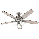 Hunter 52 inch Indoor Ceiling Fan with LED Lights - Ceiling Fan with Pull Chain, For Bedroom or Living Room, Standard Mount, 