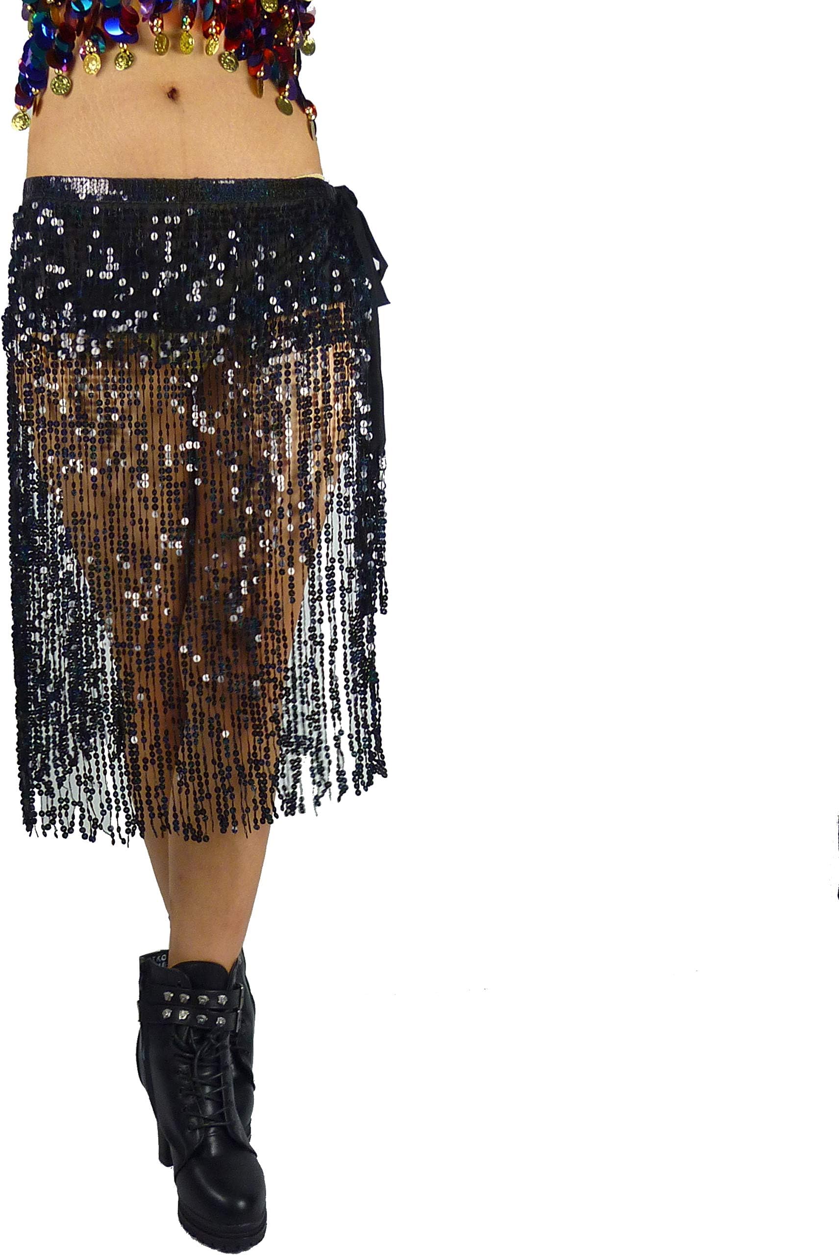 MUNAFIE Women's Belly Dance Hip Scarf Performance Outfits Skirt Festival Clothing