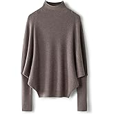 Ciovkis Women's Merino Wool Blend Oversized Sweater 2025 Fall Winter Fashion Mock Neck Batwing Sleeve Knitted Pullover