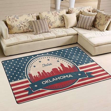Amazon Com Vintage American Flag Oklahoma State Tulsa Skyline