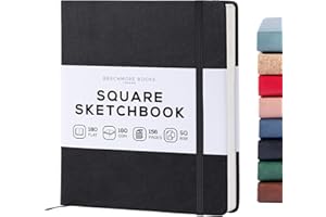 Beechmore Books Square Sketchbook – 8x8" Premium Vegan Leather Bound Large Sketch Book Hardcover With 156 Thick 160gsm Perfor