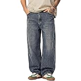JMIERR Mens Baggy Jeans Casual Relaxed Fit Wide-Leg Denim Pants Loose Streetwear Trousers