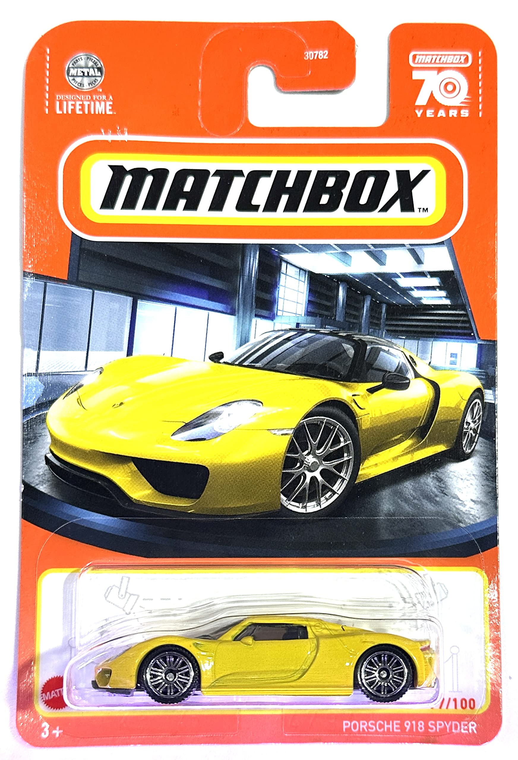Matchbox - Porsche 918 Spyder - Yellow - Matchbox 70 Years - 2023 - Mint/NrMint - Ships Bubble Wrapped in a Correctly Sized Box