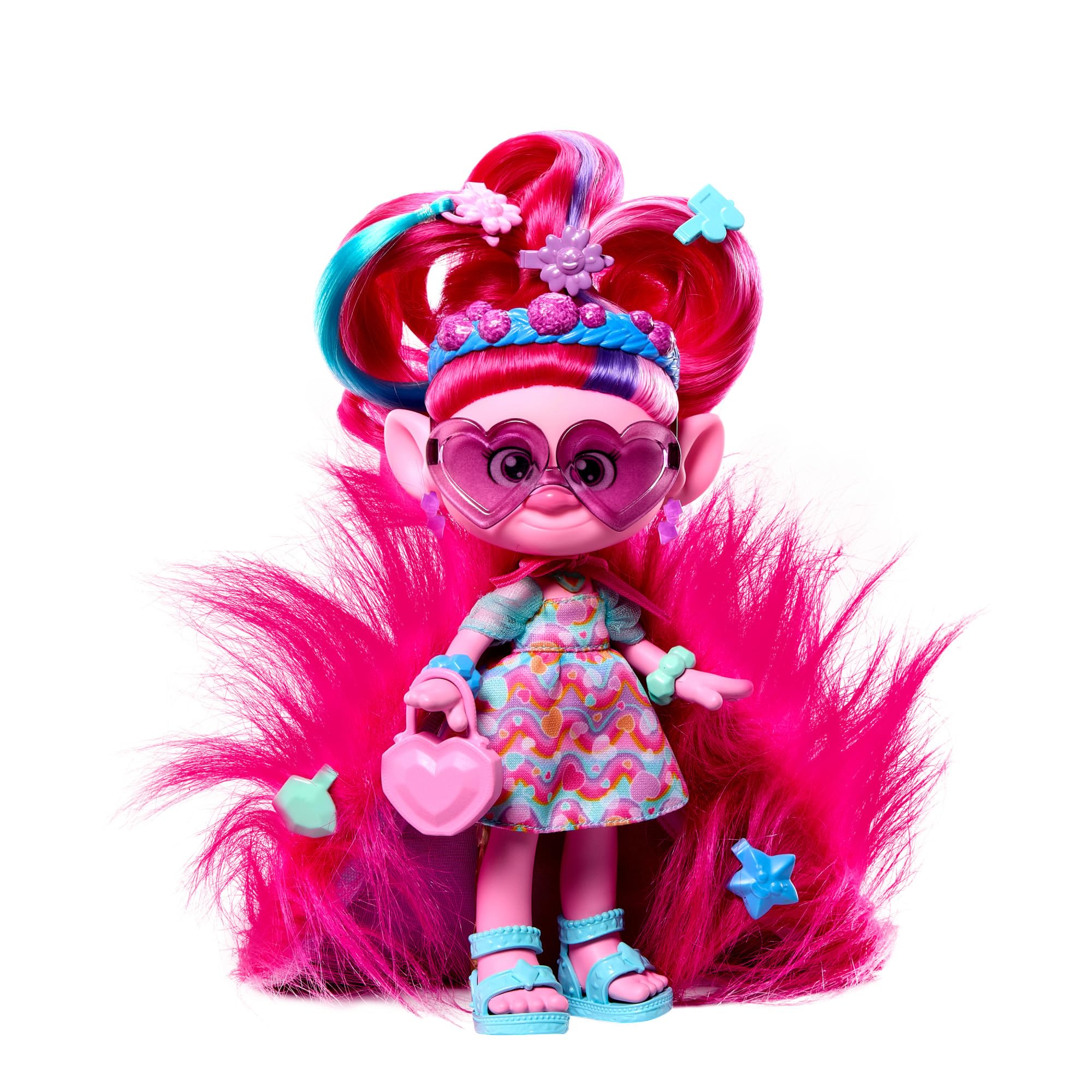​DreamWorks Trolls Band Together Fashion Doll & 10+ Accessories, Hairsational Reveals Queen Poppy, Transforming Hair Piece, HNF16