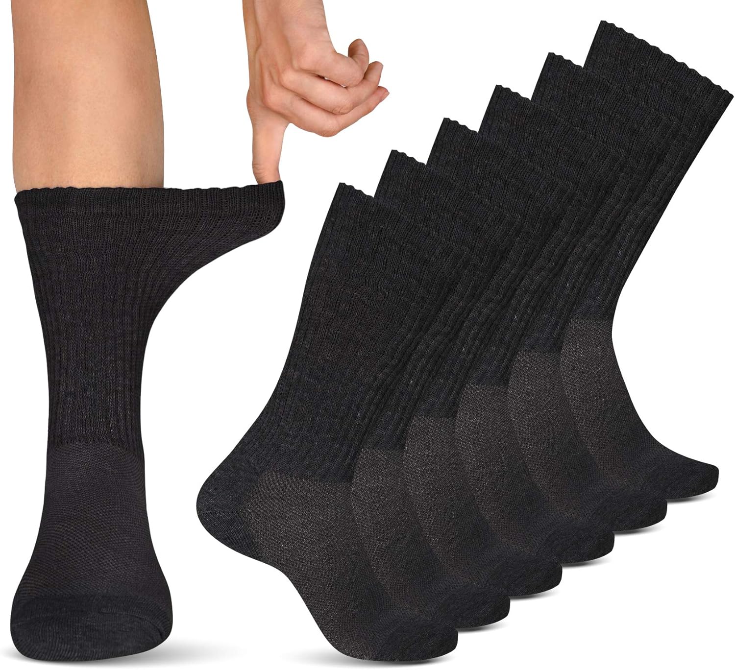 Diabetic Socks Women & Men | Wide Non Binding Edema, Neuropathy Socks (6-pairs): Clothing