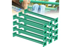 CHOWZZ 12 PCS DIY Monkey Bar Kit, Backyard Monkey Bars Indoor for Kids Ceiling, Safety Grab Handles for Playground Ladder Rungs Swing, Steel Stand Alone Climbing Bars for Outdoor (Green, 16.5 Inch)