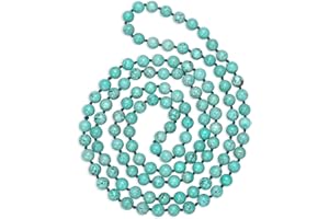 PEARLADA Long Turquoise Tiger Eye Beads Endless Necklaces Handmade Jewelry for Women 47.5"