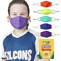 Crayola Kids Face Mask - 5 Reusable Cloth Face Masks Set, Cool Colors, Back to School Supplies