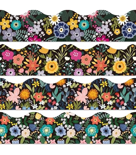 Kolldenn Wildflower Bulletin Board Borders – 6 Rolls, 196.8 Ft Total – Classroom & DIY Decor