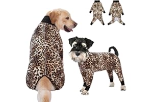 YEAPEETO Recovery Suit for Large Medium Dogs After Surgery, Soft Breathable Anti Licking Dog Onesie E-Collar & Cone Alternative, Pet Bodysuit for Preventing Hair Loss Full Cover Wound(XL, Leopard Print)