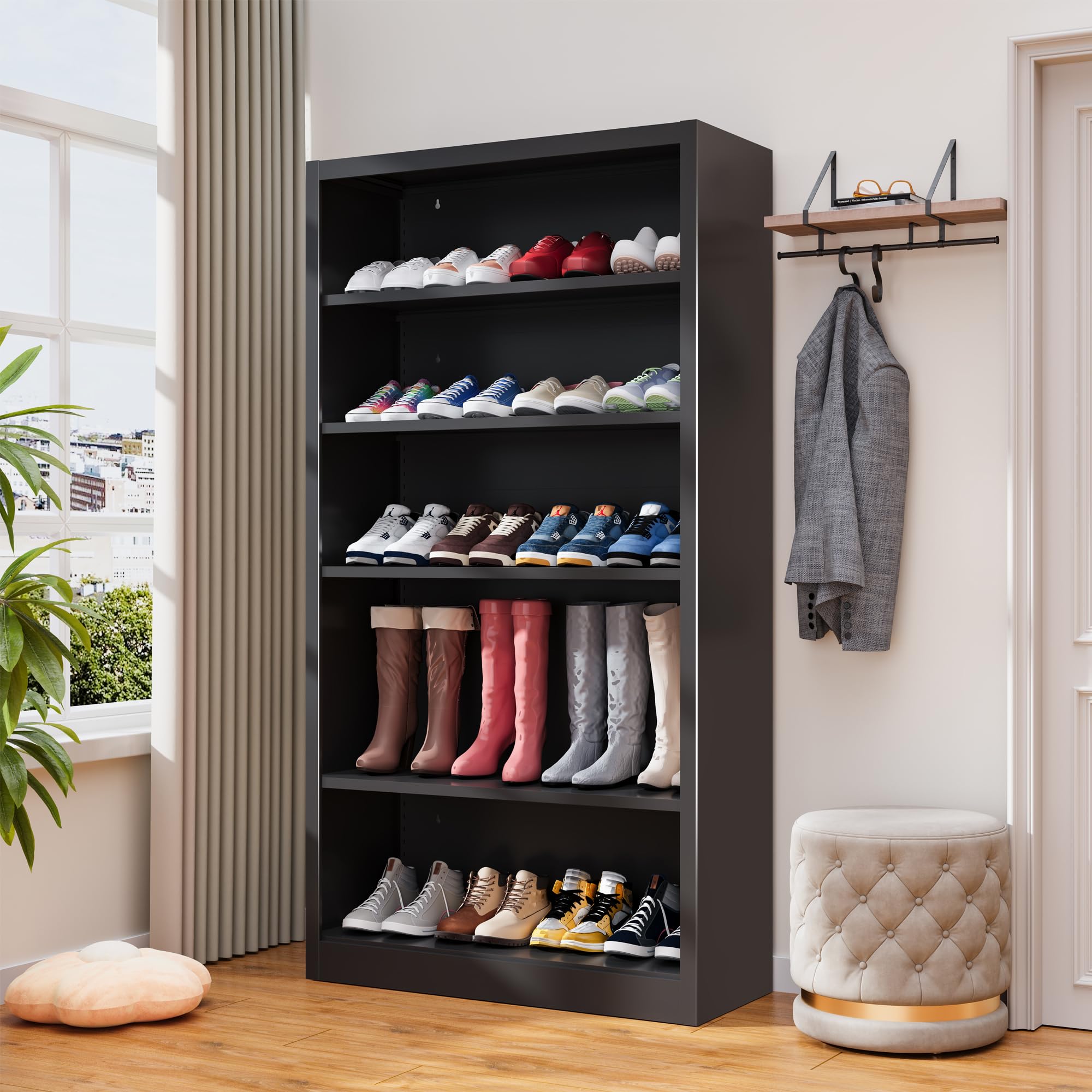 5-Space Heavy Duty Steel Shoe Rack, 4-Tier