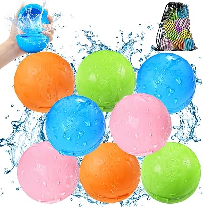 KOKODI 8Pcs Reusable Water Balloons Self Sealing Safe Silicone