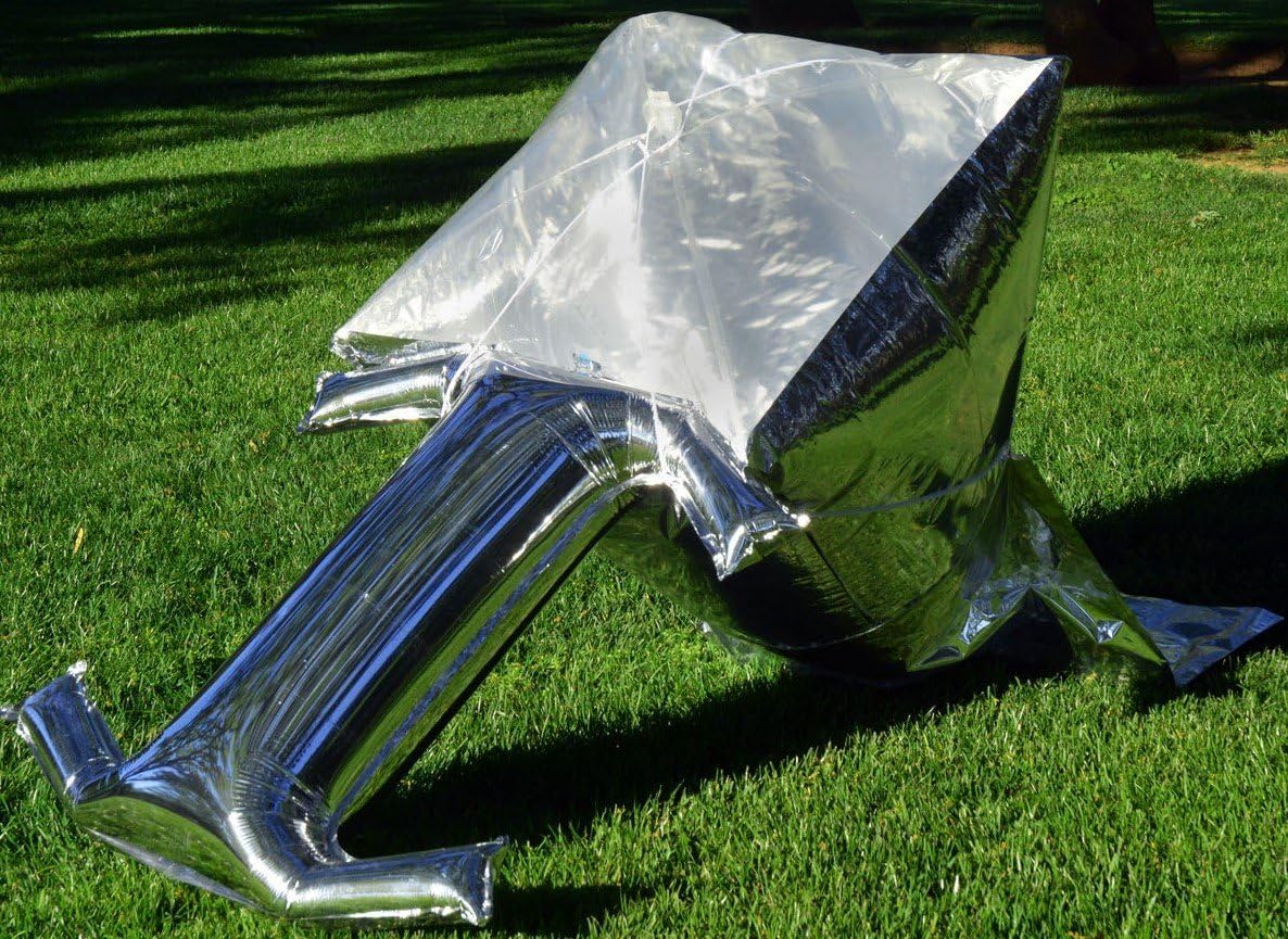 Silver Balloon Solar Cooker: - ultra-light, ultra-portable, ultra-compact next generation solar oven for backpackers, RVers, boaters, campers. Includes cooking pan, and pump.