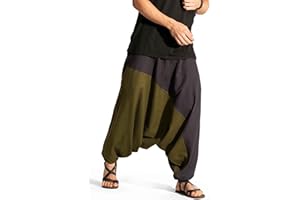 The Veshti Company Travel Hippie Parachute Pants for Men, Baggy Flowy Pants Lounge Yoga Harem Boho Music Festival Dance Pant