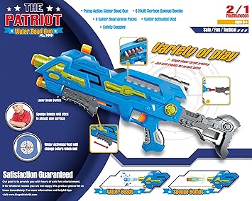 Amazon.com: The Patriot - Pistola de agua con perlas Orbeez, pistola de agua con chaleco de cambio de color de agua y gafas de seguridad, pistola de bola de gel, 2 en