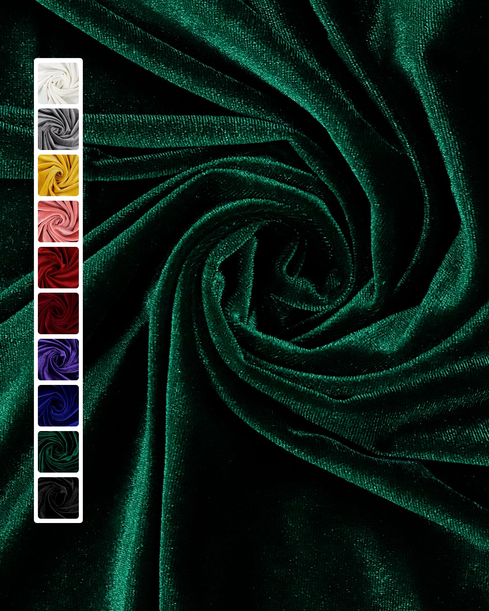 HOTGODEN Hunter Green Stretch Velvet Fabric by The Yard: 63" Wide 5 Yards 95% Polyester 5% Spandex Velvet Fabric for DIY Sewing, Upholstery, Apparel, Costume, Craft Image