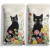 Eyeglasses Case-PU Soft Squeeze Top Sunglasses Glasses Pouch for Women Black Cat Pattern Portable Anti-Scratch Eyewear Bag (Cat, Black)