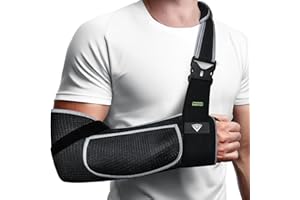 FIGHTECH Arm Sling for Shoulder Injury – Breathable Mesh Medical Shoulder Immobilizer with Thumb Loop, Padded Strap & Phone Pocket – Adjustable Support for Rotator Cuff, Dislocation, Fracture, Post-Surgery (Breathable Mesh, Large)