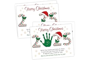 QOFO 10 Pcs Christmas Handprint Art Craft Bundle, 8.5x11 Inch Handprint Keepsake Kit for Family and Classroom, Memory Keepsake Crafts Activities, Christmas Home Decor, Winter Party Favors for Family-11