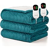 Homemate Electric Heated Blanket King Size - 100"x90" Heating Blanket King Size Dual Control 1/2/4/6/8 Hours Auto-Off 10 Heat Level Over-Heat Protection Soft Flannel Sherpa ETL Certification