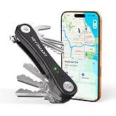 KeySmart iPro - Key Finder Locator with Sound, Keychain Key Holder, Apple Find My App Compatible, Key Organizer, Compact Clutter-Free Key Chain Tracker, Rechargeable Battery (Up to 14 Keys, Black)