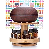 TJ.MOREE Bamboo Diffuser Holder Carousel- 2 Tier Height Increase Rack with Upper Tray for Holding Diffuser, for 5ml, 10ml, 15