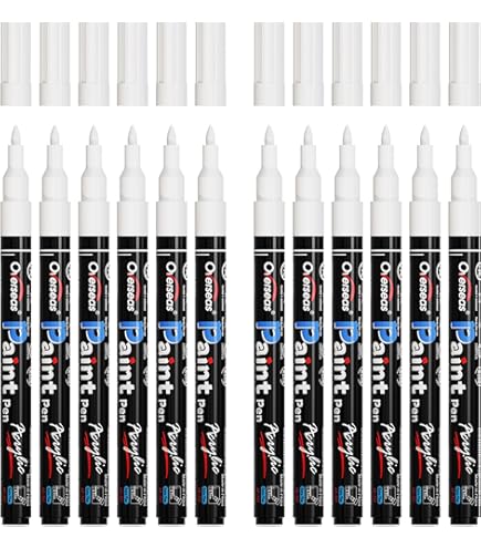 4 Pack White Oil-Based Permanent Paint Markers – Fine & Broad Tip For Rock Painting, Glass, Metal, Wood