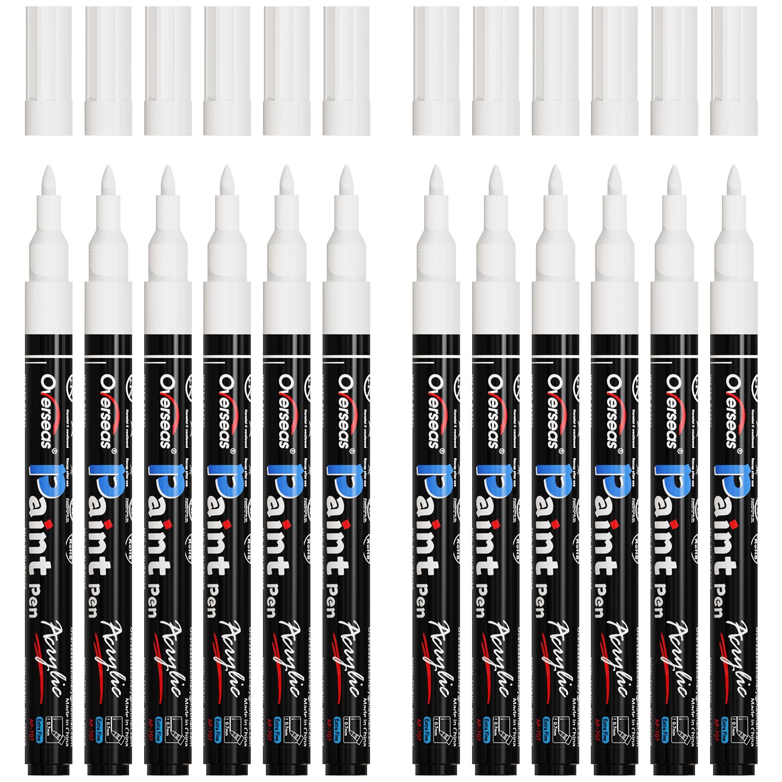 Photo 1 of * factory sealed *
Overseas Paint Markers Pens - White Permanent Markers Acrylic Paint Pens 12 Pack, Water Based, Waterproof, 0.7mm Extra Fine Tip Acrylic Marker for Wood, Metal, Rock, Plastic, Glass, Canvas, Fabric