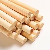 Dtmasao 1/4 x 12 Inch 25 PCS Dowel Rods Wood Sticks Wooden Dowel Rods - Unfinished Bamboo Sticks - for Crafts and DIYers