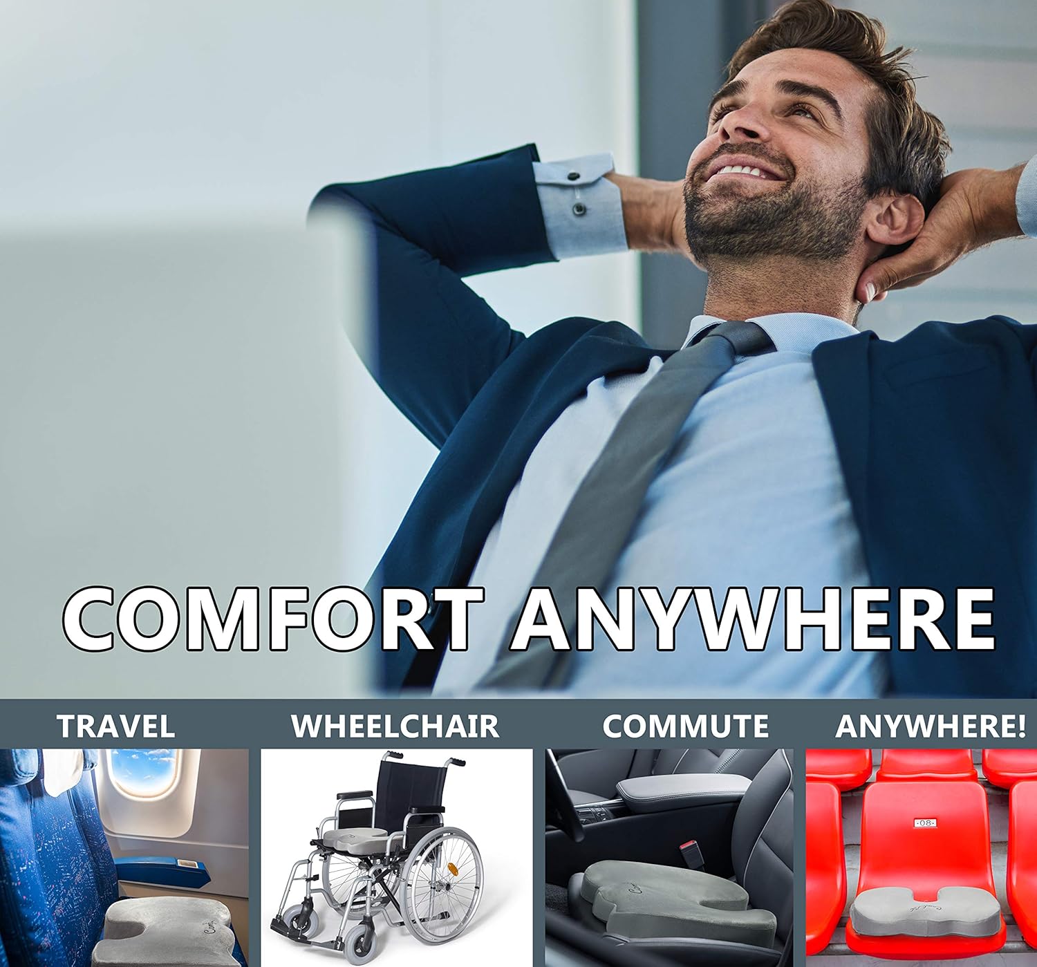 ComfiLife Premium Comfort Seat Cushion - Non-Slip Orthopedic 100% Memory Foam Coccyx Cushion for Tailbone Pain - Cushion for Office Chair Car Seat - Back Pain & Sciatica Relief: Home & Kitchen