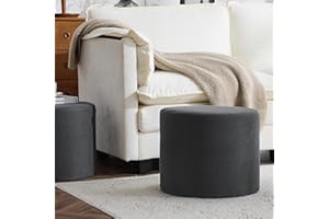 Bezseller Soft Boucle Pouf Ottoman, Comfortable Foot Rest, Full Foam Filling Footstool for Living Room, Bedroom, Lightweight Comfort and Charm Floor Poof Seating Perfect to Rest Your Feet, Grey-2