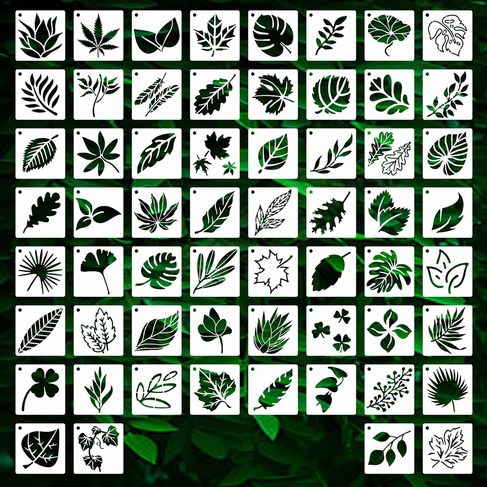 Winmany 60PCS Stencil Template for Painting Leaves Drawing Template Reusable Openwork Stencil Painting DIY Crafts on Wood Wall Home Decor (Leaves)