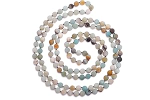 Aobei Pearl 8mm Round Natural Amazonite/Irregular Turquoise Long Beaded Necklace Wrap Bracelet Handmade Gemstone Jewelry for Women Men