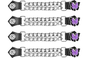 GARGOYLE BELLS Motorcycle Vest Extenders, Genuine Leather Double Chain Vest Extenders for man (4 pcs)