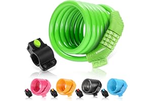 Etronic Bike Lock M6, Cable Lock 6 Feet Long Coiled Security Resettable Combo Combination Lock Bicycle Lock with Mounting Bracket